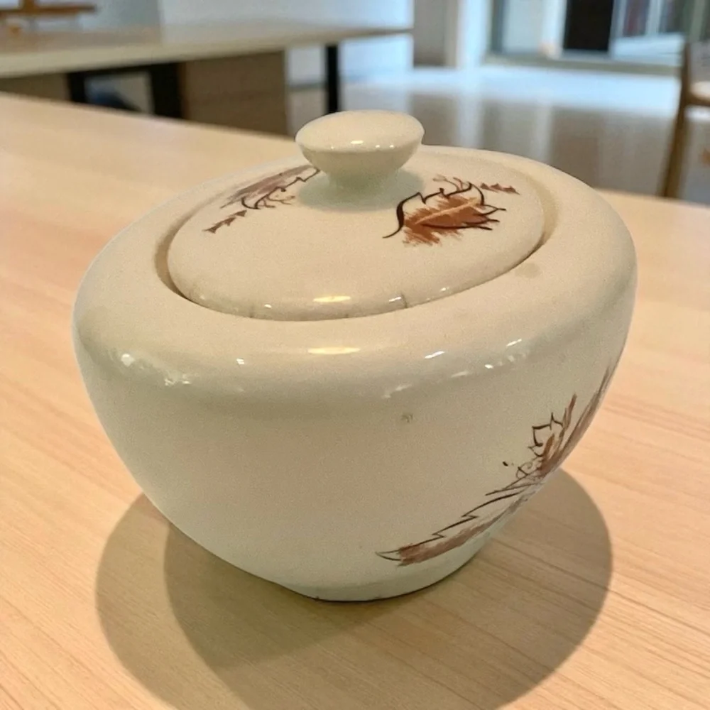 Vintage MCM Knowles Sugar Bowl Leaves and Wheat Design - Picture 8 of 8